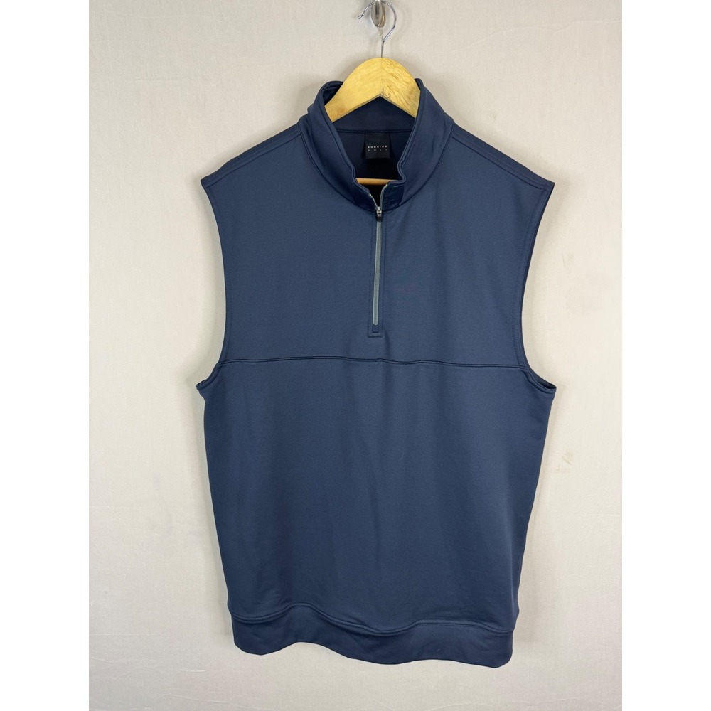 Dunning Golf Mens XL Navy Blue Quarter Zip Performance Vest Stretch Mock Neck